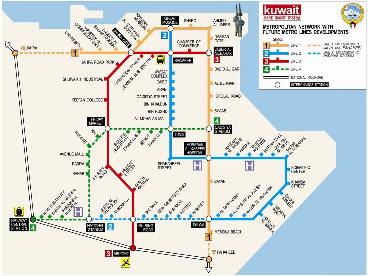 kaart van koeweit metro
