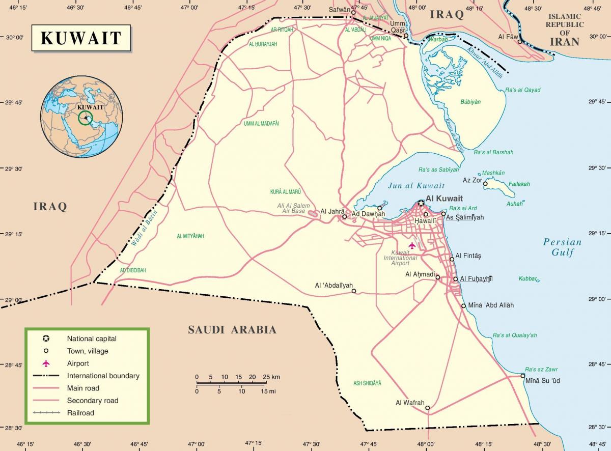 kuwait road kaart