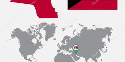 Koeweit kaart in de kaart van de wereld
